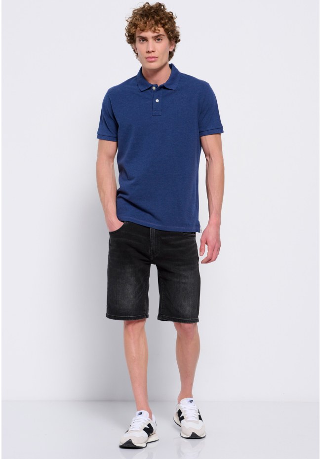 Polo shirt in melange fabric