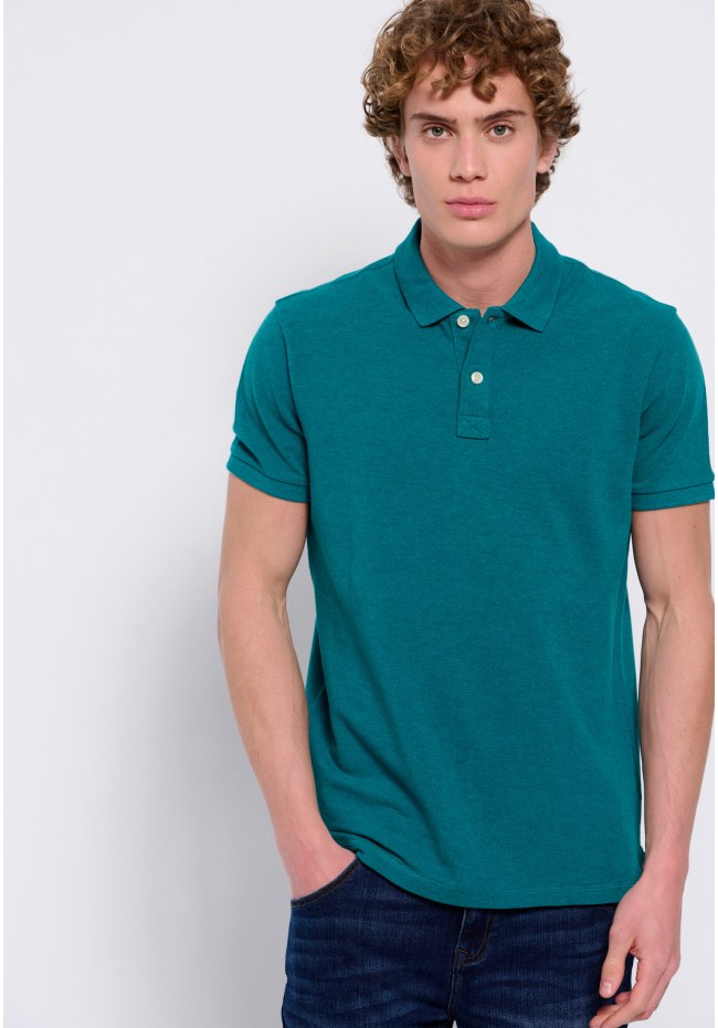 Polo shirt in melange fabric