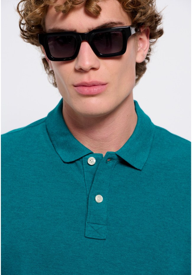 Polo shirt in melange fabric