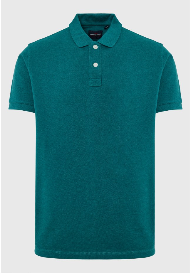 Polo shirt in melange fabric