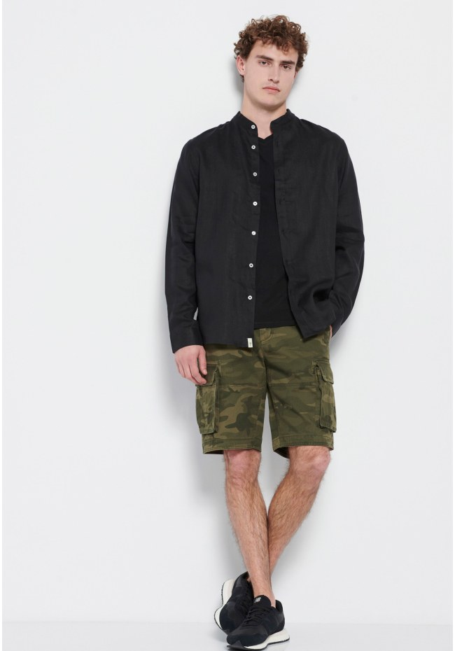 Mao neck linen shirt