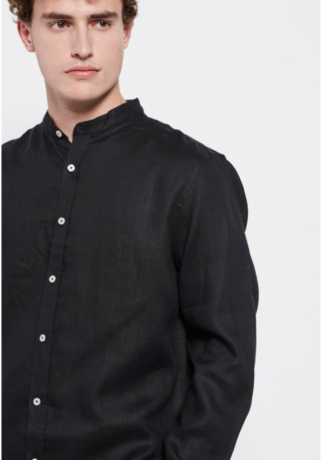 Mao neck linen shirt