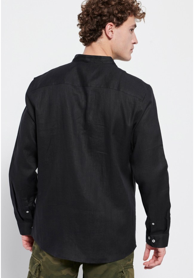 Mao neck linen shirt