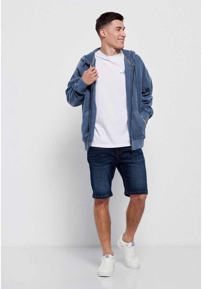 Oversized zip up hoodie with print