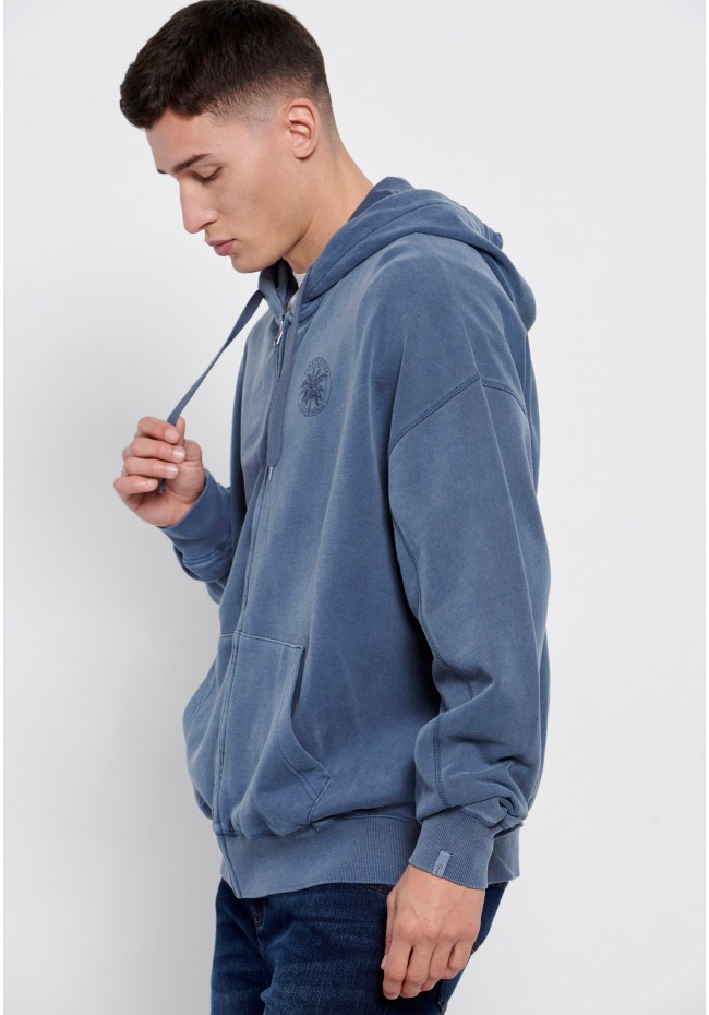 Oversized zip up hoodie with print