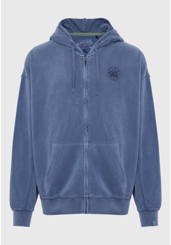 Oversized zip up hoodie with print