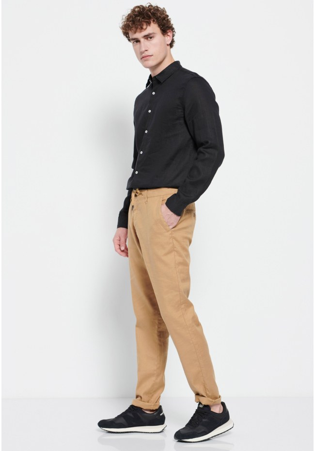 Garment dyed linen blend chino παντελόνι