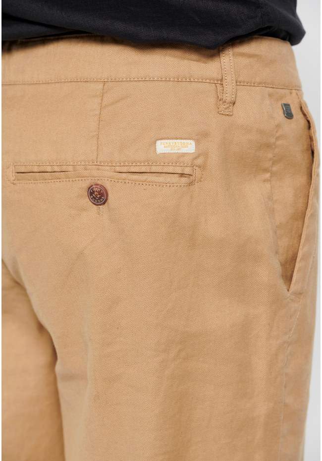 Garment dyed linen blend chino παντελόνι