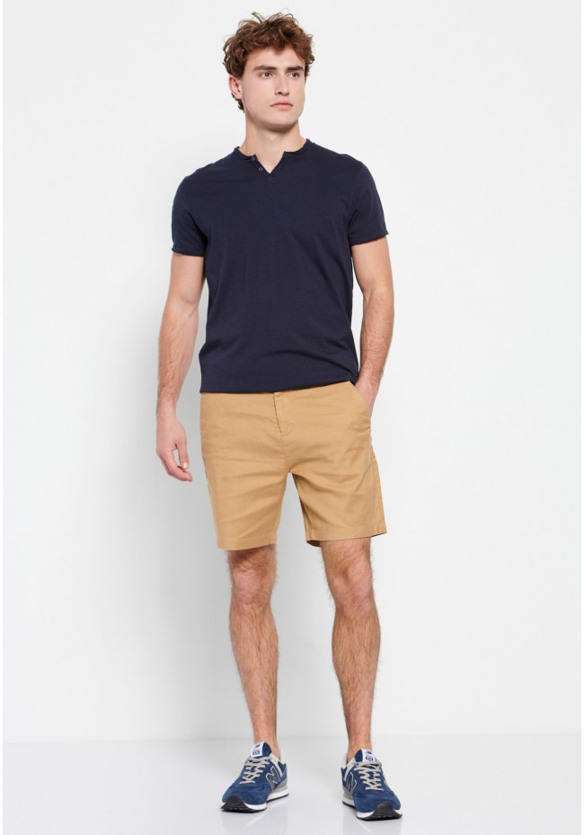 Garment dyed linen blend chino βερμούδα