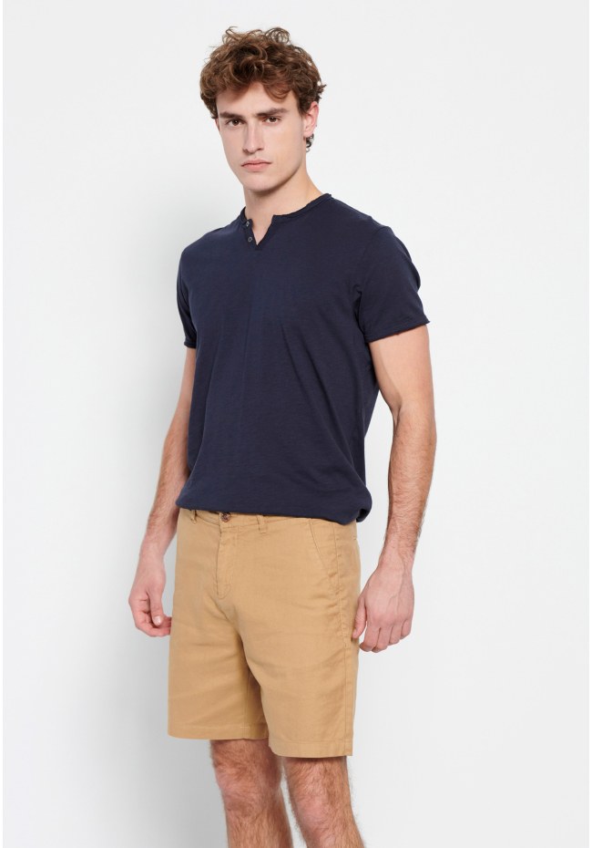Garment dyed linen blend chino βερμούδα