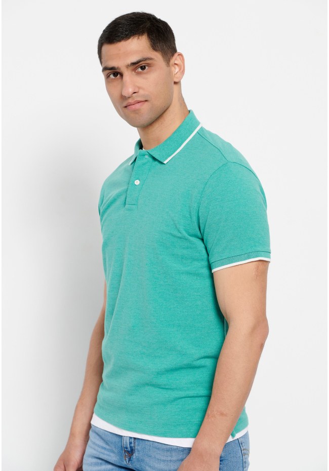 Essential μπλούζα polo σε μελανζέ ύφασμα
