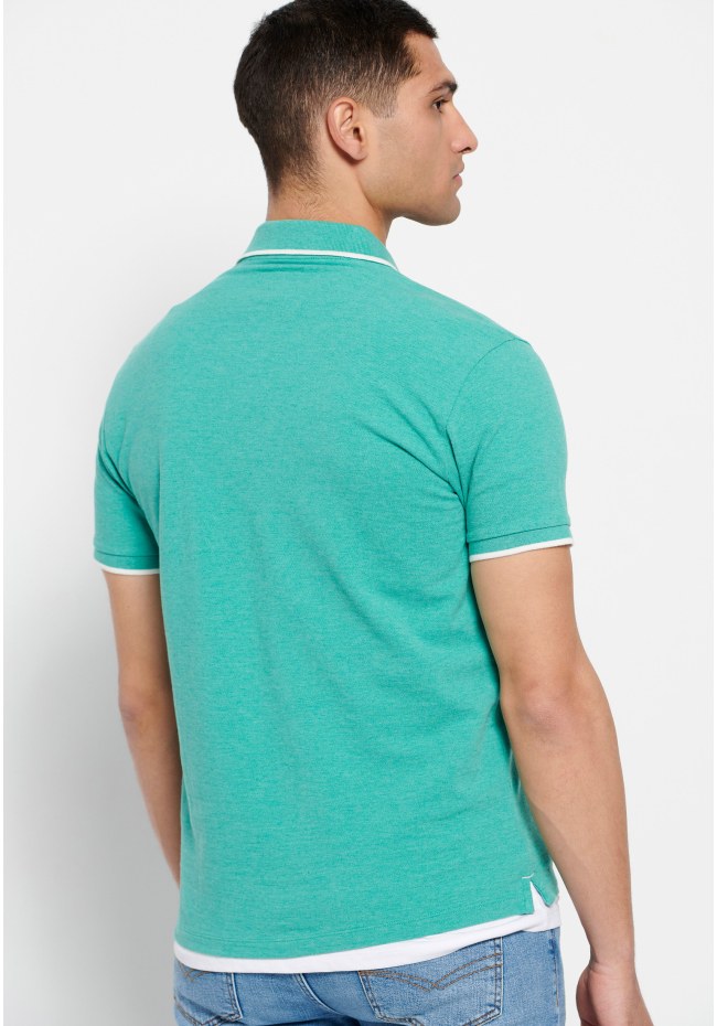 Essential μπλούζα polo σε μελανζέ ύφασμα