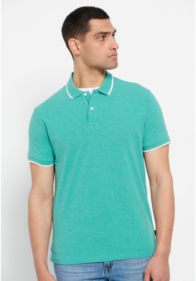 Essential μπλούζα polo σε μελανζέ ύφασμα