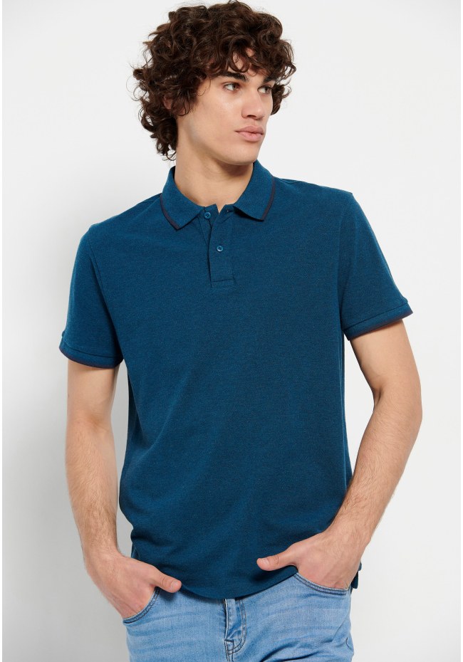 Essential polo shirt in melange fabric
