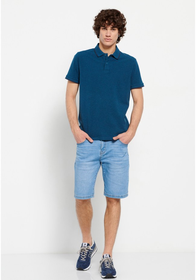 Essential polo shirt in melange fabric