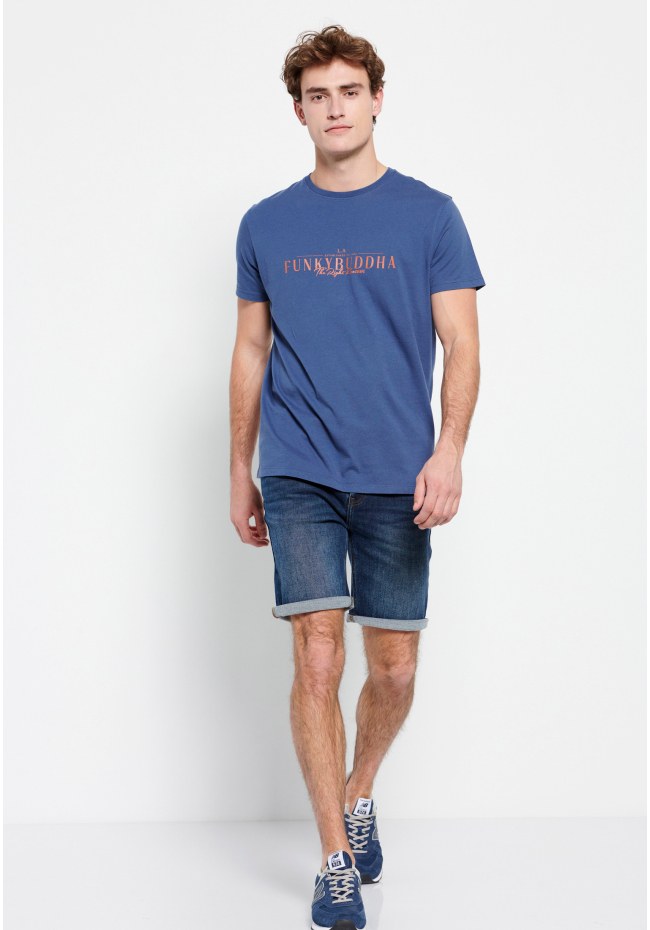 Βαμβακερό t-shirt με Funky Buddha τύπωμα