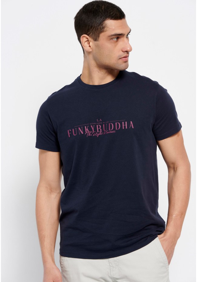 Βαμβακερό t-shirt με Funky Buddha τύπωμα
