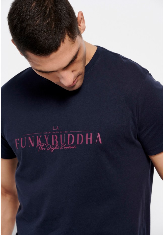 Βαμβακερό t-shirt με Funky Buddha τύπωμα