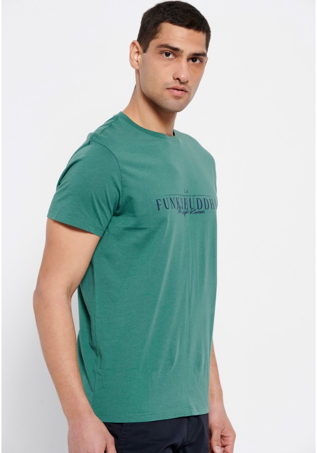Βαμβακερό t-shirt με Funky Buddha τύπωμα