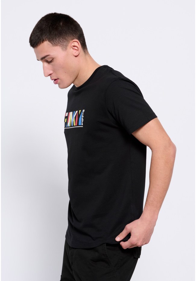 Loose fit t-shirt με colorblock branded τύπωμα