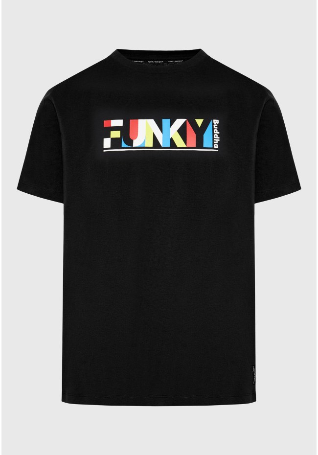 Loose fit t-shirt με colorblock branded τύπωμα