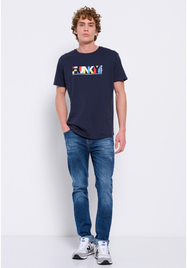 Loose fit colorblock printed t-shirt