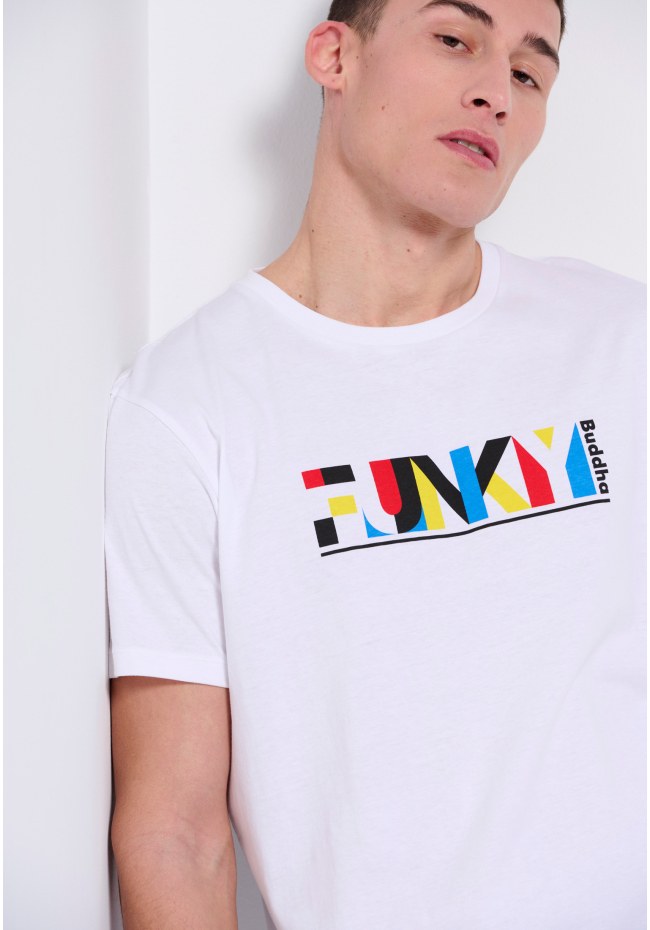 Loose fit colorblock printed t-shirt