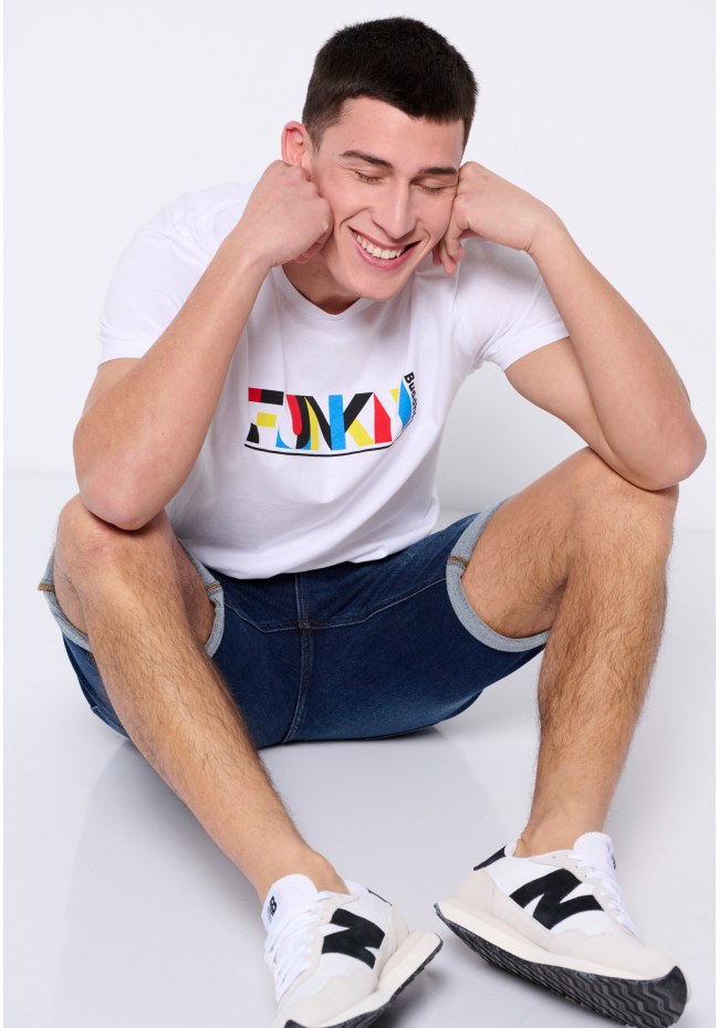 Loose fit colorblock printed t-shirt