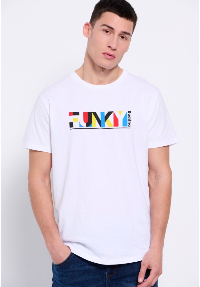 Loose fit colorblock printed t-shirt
