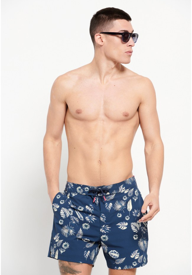 Stretch fit all over printed men's swim shorts