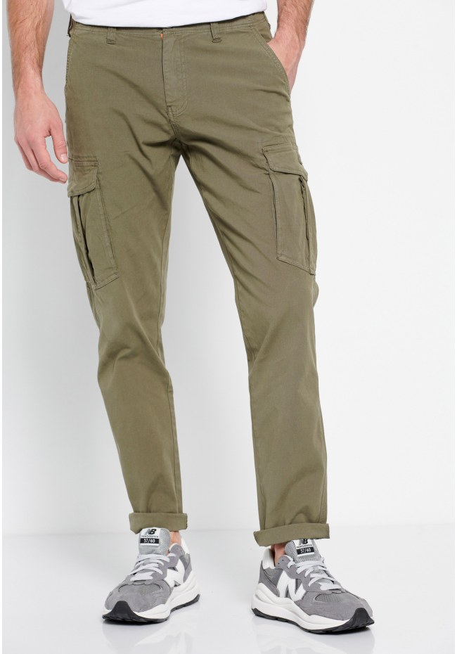 Garment dyed cargo παντελόνι σε ζακάρ ύφασμα