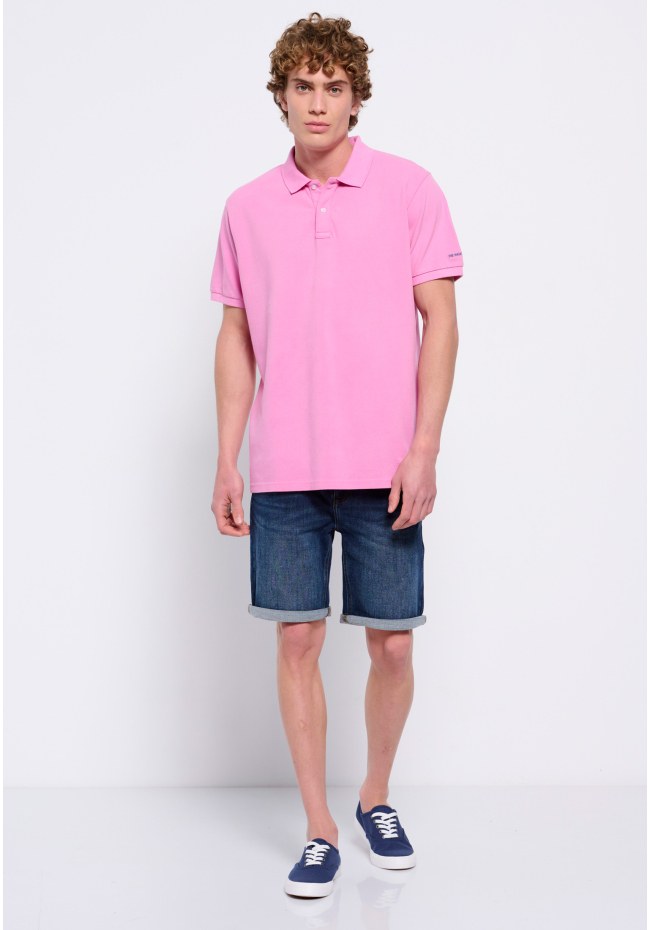 Garment dyed μπλούζα πολο με κέντημα