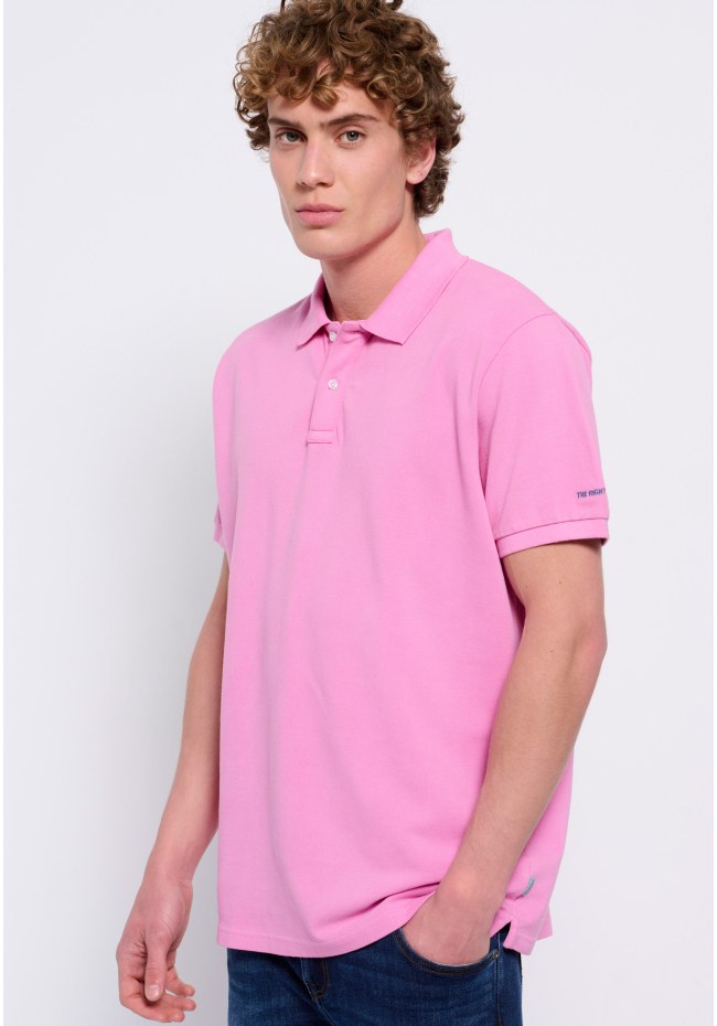 Garment dyed μπλούζα πολο με κέντημα
