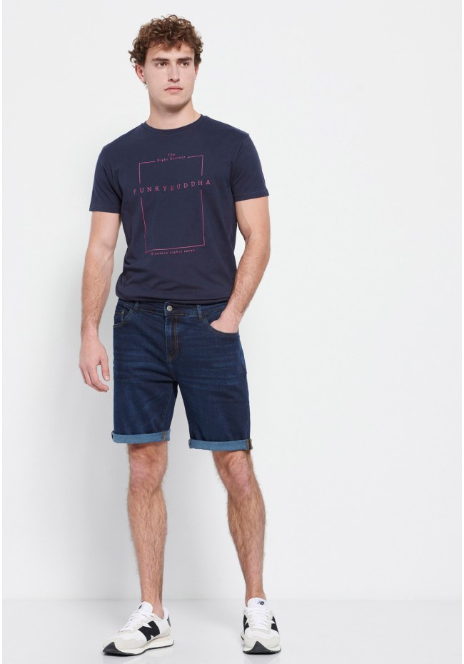 Denim shorts with washed effects