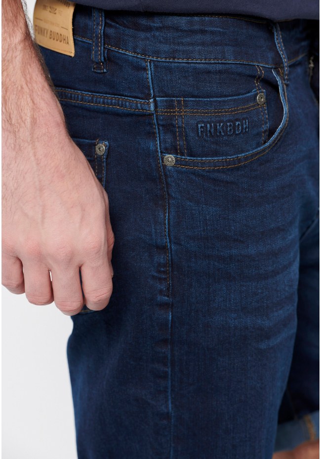 Denim shorts with washed effects