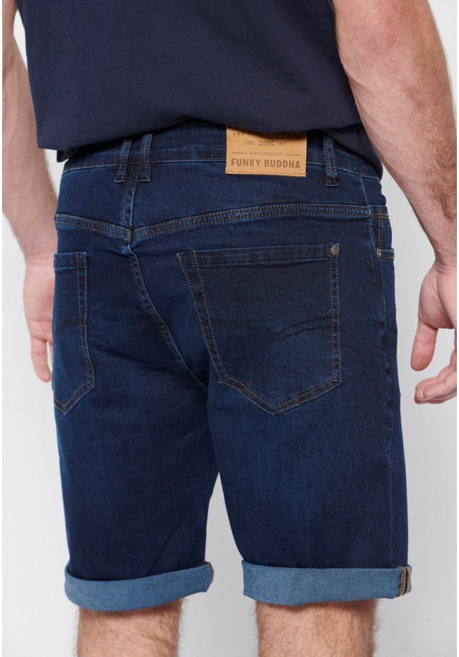 Denim shorts with washed effects
