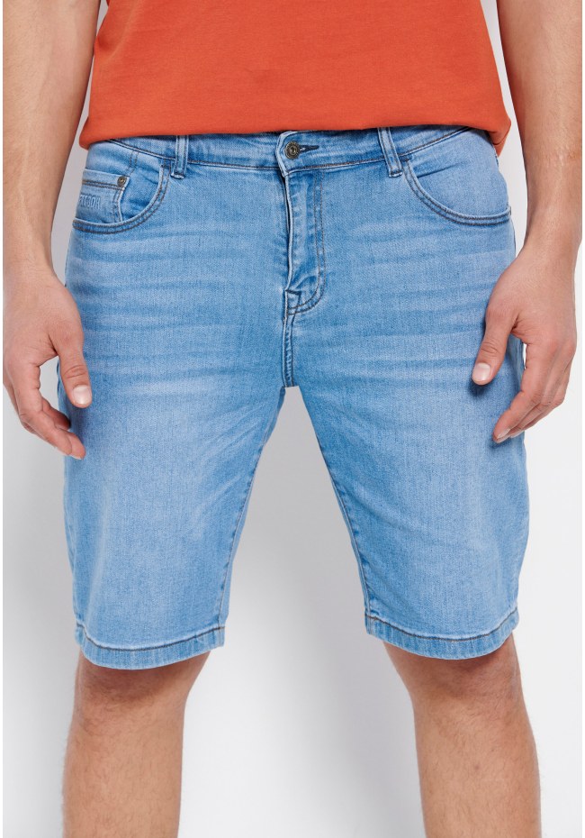 Denim shorts with washed effects