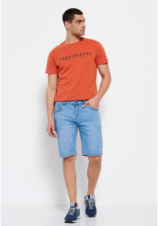 Denim shorts with washed effects
