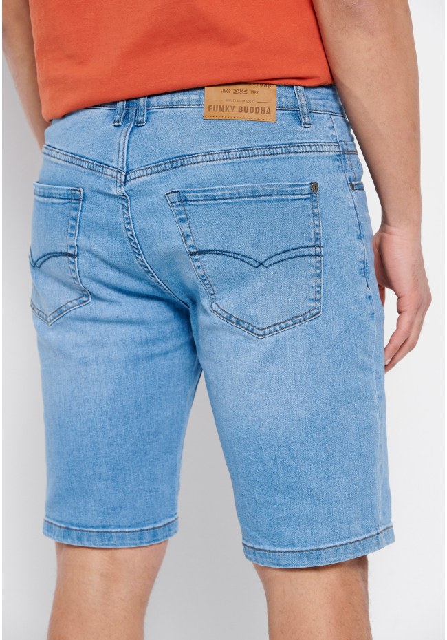 Denim shorts with washed effects