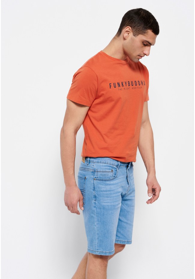 Denim shorts with washed effects