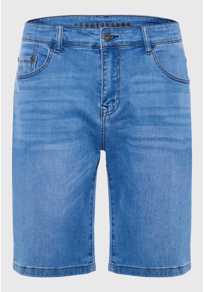 Denim shorts with washed effects
