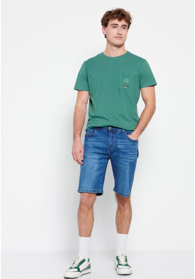 Denim shorts with washed effects