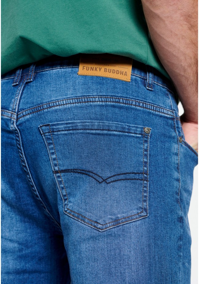 Denim shorts with washed effects