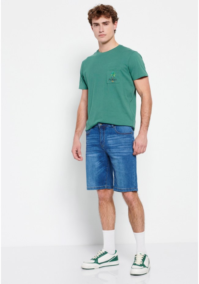Denim shorts with washed effects