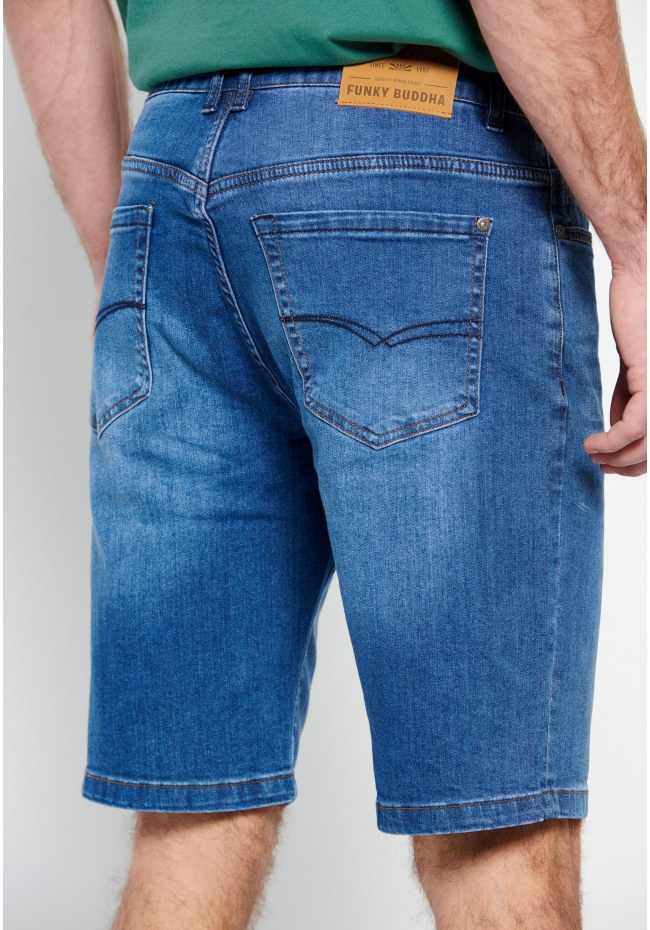 Denim shorts with washed effects
