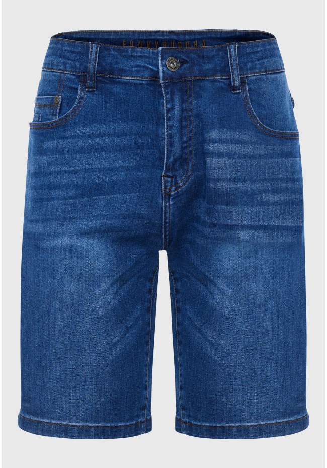 Denim shorts with washed effects