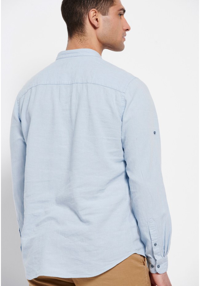 Linen blend mao neck shirt