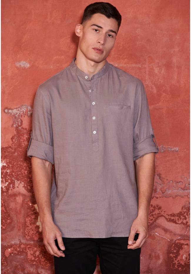 Mao neck linen shirt