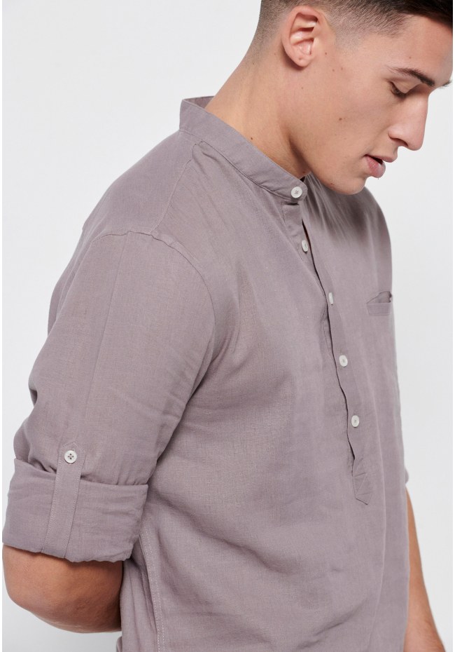 Mao neck linen shirt