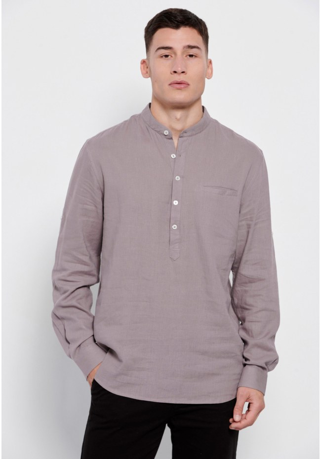 Mao neck linen shirt